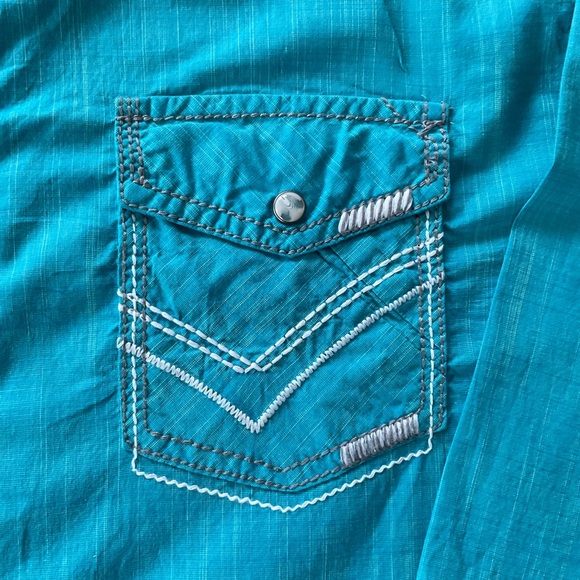Buckle Black Standard Fit Western Pearl Snap Shirt Men’s XL Turquoise Embroidery - Picture 6 of 10